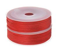 sourcing map 2uds Torcido Nylon Cordel Hilo Rebordear Cordón 1,5mm 20M/65 Pies Extrafuerte Trenzado Nylon Cuerda para Fabricación Pulseras Joyería Fabricación, Rojo