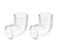 sourcing map 2uds Transparente Acrílico Tubo Codo, 32mm/1,26" 2 Vías Codo 90 Grados L-Forma Tubería Montaje Adaptador para Acuarios Agua Peces Tanque