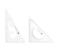 sourcing map 2uds Triángulo Regla Cuadrado Juego 27cm, 24cm 30/60 y 45/90 Grados Medición Herramientas para Aulas Hogar Oficina, Transparente