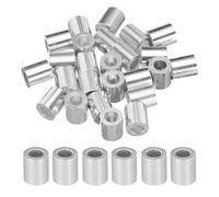 sourcing map 3/16" 5mm aluminio crimpado bucle manga sola virola redonda para cable de cuerda de alambre extremo de línea de cable, plata 25 piezas
