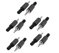 sourcing map 3,5mm Plástico Carcasa Audio Enchufe Enchufe Conector - Negro (Paquete de 10)