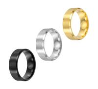 sourcing map 3 anillos de acero inoxidable, 8 mm, lisos, tamaño 10, mate, cepillados, para hombres y mujeres, plateado/negro/dorado