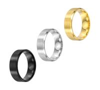 sourcing map 3 anillos de acero inoxidable, 8 mm, lisos, tamaño 12, mate, cepillados, para hombres y mujeres, plateado/negro/dorado