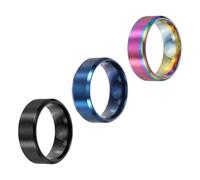 sourcing map 3 anillos de acero inoxidable, 8 mm, lisos, tamaño 9, mate, cepillados, para hombres y mujeres, azul/negro/colorido