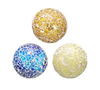 sourcing map 3 bolas de cristal decorativas de 2.36 pulgadas, esferas de centro de mesa, esferas de mosaico de vidrio para decoración, cuencos, jarrones, mesa de comedor, fiesta, tono dorado, azul,