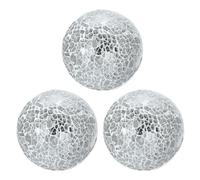 sourcing map 3 bolas de cristal decorativas de 8 cm, esferas de centro de mesa, bolas de mosaico de cristal, esfera para decoración, cuencos, jarrones, mesa de comedor, fiesta, color blanco plateado