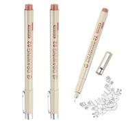 sourcing map 3 bolígrafos de tinta fina de 0,3 mm, color marrón, con tinta de archivo impermeable para acuarela, bocetos, dibujo técnico de dibujos animados