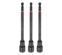 sourcing map 3 brocas de destornillador de tuerca de 1/2 pulgada SAE de 1/4 pulgadas, vástago hexagonal de 150 mm de largo, enchufes magnéticos de 6 puntos, ajuste rápido de pernos de acero CR-V para