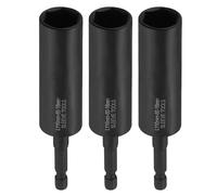sourcing map 3 brocas de destornillador de tuerca de 16 mm, vástago hexagonal de 1/4 pulgadas, vástago hexagonal de 110 mm, enchufes extralargos de 6 puntos, ajuste de pernos de acero CR-V de cambio