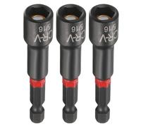sourcing map 3 brocas de destornillador de tuerca de 5/16 pulgadas, vástago hexagonal de 65 mm de largo, magnéticos, 6 puntos, ajuste de pernos de acero CR-V fosfatado de cambio rápido para taladros