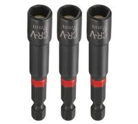 sourcing map 3 brocas de destornillador de tuerca de 7 mm, vástago hexagonal de 65 mm de largo, magnéticos, 6 puntos, ajuste de pernos de acero CR-V fosfatado de cambio rápido para taladros eléctricos