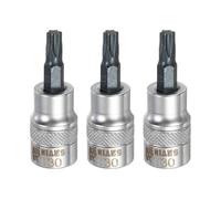 sourcing map 3 brocas Torx de 3/8 pulgadas T30 S2 de acero con cabeza de estrella de acero CR-V, adaptador de enchufe de acero para reparación de tuercas hexagonales de eje automático en el hogar