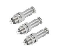 sourcing map 3 conectores de aviación GX12 de 4 pines de 125 V 5 A 16 mm, conector circular de metal con enchufe macho hembra para remolques, drones, equipos industriales, color plateado