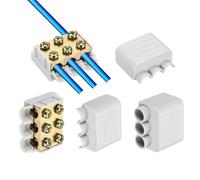 sourcing map 3 conectores de terminal de empalme de cableado de 80 A, 1000 V, kit surtido de tuercas de alambre de 14-6 AWG, cable principal blanco sin corte, desconexión rápida, empalme compacto