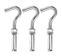 sourcing map 3 ganchos de pared de hormigón de acero inoxidable M12 304, perno de expansión resistente, perno de gancho estándar abierto para interiores y exteriores, pared de hormigón, piedra de