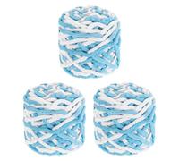 sourcing map 3 hilos para manta, 49 yardas, terciopelo esponjoso, felpilla gruesa y voluminosa, hilos gruesos para manta de terciopelo suave, chal, bufanda, ganchillo, manualidades, azul y blanco