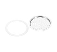sourcing map 3 juntas de silicona de 72 x 88 mm y 1 pantalla de filtro de acero inoxidable de 82 x 72 mm para cafetera moca de 12 tazas
