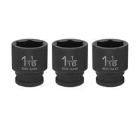 sourcing map 3 llaves de vaso de impacto poco profundo de 6 puntos de 1-1/16 pulgadas de 1/2 pulgada cuadrada de 44 mm de largo, aleación de acero de 40 cr para reparación de pernos de tuercas