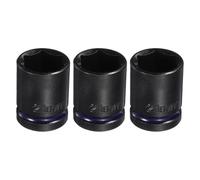 sourcing map 3 llaves de vaso de impacto poco profundo de 6 puntos de 1/2 pulgada de 21 mm de diámetro métrico CR-V de acero para tuercas hexagonales de eje hexagonal de 1.5 pulgadas de largo para