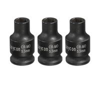 sourcing map 3 llaves de vaso de impacto poco profundo de 6 puntos de 1/4 de pulgada de accionamiento estándar métrico de 5,5 mm Cr-Mo de eje de husillo hexagonal para reparación de máquinas