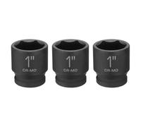 sourcing map 3 llaves de vaso de impacto poco profundo de 6 puntos de 1 pulgada de 1/2 pulgada, unidad cuadrada de 38 mm de largo, 40 cr de aleación de acero para reparación de tuercas hexagonales de