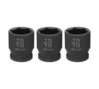 sourcing map 3 llaves de vaso de impacto poco profundo de 6 puntos de 15/16 pulgadas de 1/2 pulgada cuadrada de 38 mm de largo 40 cr de aleación de acero para reparación de pernos de tuercas