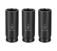 sourcing map 3 llaves de vaso de impacto poco profundo de 6 puntos de 7/8 pulgadas de 1/2 pulgada cuadrada de 78 mm de largo, aleación de acero de 40 cr para reparación de pernos de tuercas