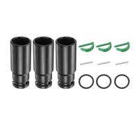 sourcing map 3 llaves de vaso de impacto profundo de 6 puntos de 1/2 pulgada de accionamiento estándar métrico de 24 mm Cr-Mo de eje de husillo hexagonal con pasador de bloqueo de anillo de goma