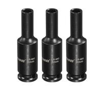 sourcing map 3 llaves de vaso de impacto profundo de 6 puntos de 1/4 de pulgada de accionamiento de 5 mm, enchufe estándar métrico Cr-Mo de acero Cr-Mo, tuercas hexagonales para reparación de máquinas