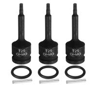 sourcing map 3 llaves de vaso Torx de 1/2 pulgada T25 Impact 6 puntos de estrella de acero CR-MO con pasador de chaveta y junta tórica para taladros eléctricos, adaptador de taller de garaje