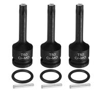 sourcing map 3 llaves de vaso Torx de 1/2 pulgada T50 Impact 6 puntos de estrella de acero CR-MO con pasador de chaveta y junta tórica para taladros eléctricos, adaptador de taller de garaje
