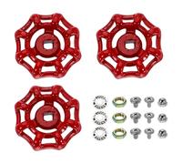 sourcing map 3 manijas de grifo de agua para grifo de exterior, 5 x 5 mm, rueda redonda, agujero cuadrado, manguera de hierro fundido, manijas de válvula de repuesto para jardín, patio, baño, rojo