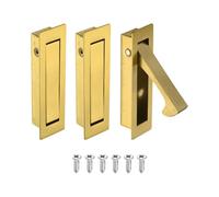 sourcing map 3 manijas de puerta de bolsillo, tirador de borde de puerta de acero inoxidable 304, herrajes de puerta de bolsillo para armario corredizo, hogar, oficina, hoteles, color dorado