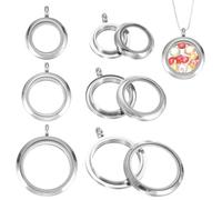 sourcing map 3 medallones de recuerdo vivo, colgantes redondos flotantes de 12,7/18/23 mm, acero inoxidable, cristal transparente, para mujer, collar, manualidades, decoración, color plateado