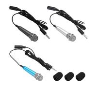 sourcing map 3 mini micrófonos, micrófono pequeño para teléfono, micrófono pequeño con cubierta de esponja para grabar voz de teléfono, azul/negro/plateado