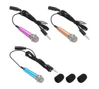 sourcing map 3 mini micrófonos, mini micrófono, micrófono pequeño para teléfono, micrófono pequeño con cubierta de esponja para grabar voz de teléfono, rojo rosa/dorado/azul