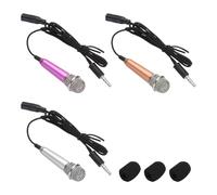 sourcing map 3 mini micrófonos, mini micrófono, micrófono pequeño para teléfono, micrófono pequeño con cubierta de esponja para grabar voz de teléfono, rosa intenso/dorado/plateado