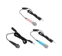 sourcing map 3 mini micrófonos pequeños micrófonos portátiles con auriculares para cantar, grabación de voz y video para teléfono, color rojo rosa, negro, azul