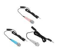 sourcing map 3 mini micrófonos pequeños micrófonos portátiles con auriculares para cantar, grabación de voz, video para teléfono, oro rosa, azul, plateado