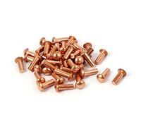 sourcing map 3 mm x 8 mm eje redondo cobre sólido remaches sujetadores hardware tono dorado 40 piezas