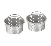 sourcing map 3" OD 1.5" Altura Fregadero Colador, 2 Paquetes Cocina Fregadero Inoxidable Acero Colador Cesta con Mango para Filtración de Residuos Escombros Plateado Tono