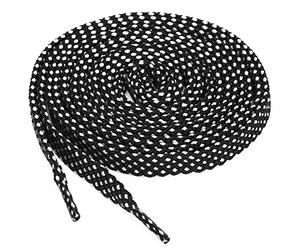 sourcing map 3 Pares De Cordones Para Zapatillas Doble Capa Punto Hueca Plana Negro-Blanco 120 cm/47.2"