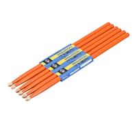sourcing map 3 pares de empuñaduras antideslizantes de madera de arce para baquetas 5A, color naranja, punta de madera clásica para percusión de instrumentos musicales