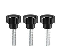 sourcing map 3 Pcs Estrella Mandos Grips M6 X 30mm Rosca Macho Acero Zinc Semental Negro PP