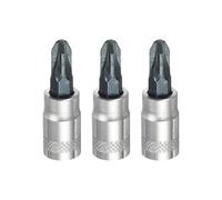 sourcing map 3 piezas Pozi Bit Socket 1/4 pulgadas PZ3 S2 cabeza de seguridad de acero destornillador brocas CR-V adaptador de enchufe de acero para reparación de tuercas hexagonales de eje automático