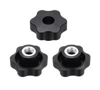 sourcing map 3 pomos de estrella M12 con rosca hembra de 48 mm, cabeza de plástico de 6 puntos, inserto de hierro a través del agujero, perilla roscada atornillada, asas de sujeción a mano, color