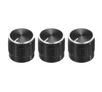 sourcing map 3 pomos de potenciómetro de aluminio negro de 6 mm de diámetro, perilla giratoria de 15 mm x 13 mm de control de volumen