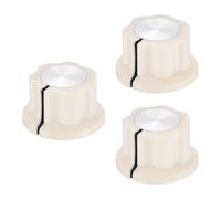 sourcing map 3 pomos de potenciómetro para macetas de eje de 1/4 pulgadas, inserto de latón con tornillo de ajuste, controlador de volumen blanco crema, pomos giratorios para reemplazo de pedal de
