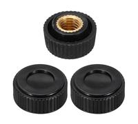 sourcing map 3 pomos rectos moleteados con rosca hembra M6 de 16 mm, cabeza de plástico, agujero no pasante, asas de latón atornilladas, mango mate roscado, tornillo de pulgar