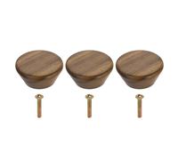 sourcing map 3 pomos redondos de madera para cajón, 4,5 cm de diámetro, pomos de madera maciza con tornillos para muebles, cajones, armarios, armarios, nogal